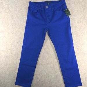 LRL Ralph Lauren Slimming Fit Classic Straight Cropped Pants Royal Blue Size 8